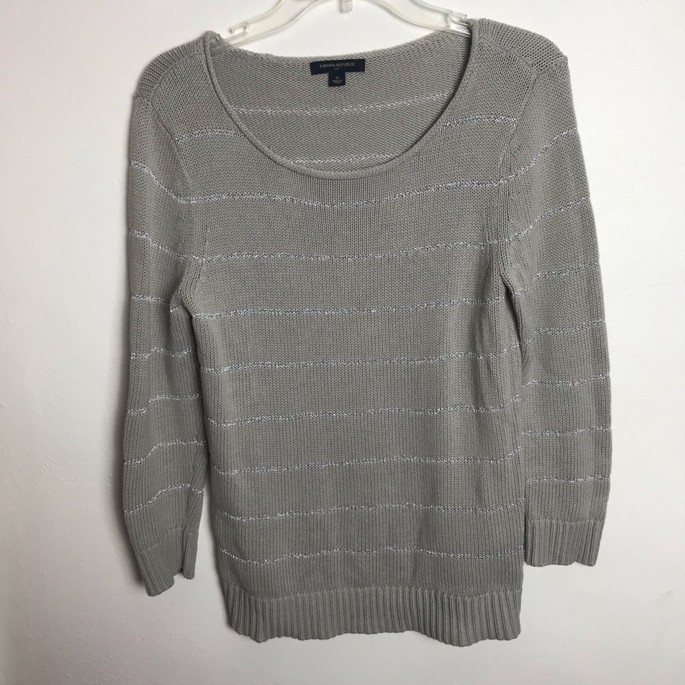Banana Republic Grey Silver Striped Sweater